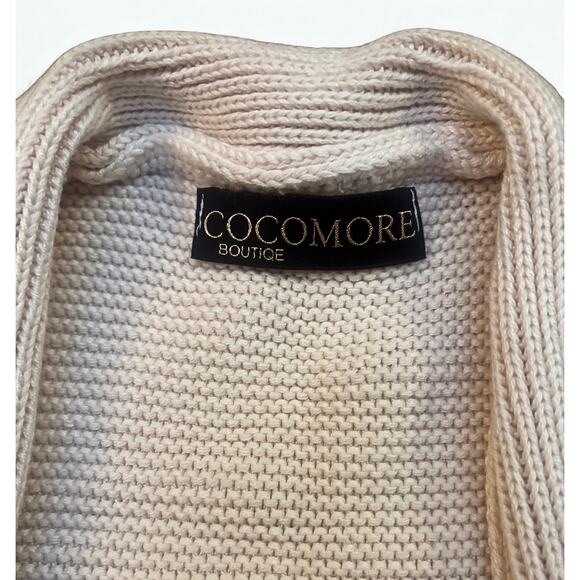 Cocomore Boutique Knit Open-Front Cardigan, Neutral Beige/Off White - Picture 2 of 8